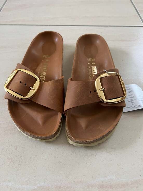 Birkenstock Shoes - Birkenstock Madrid Big Buckle Sandal in Cognac-Size 38